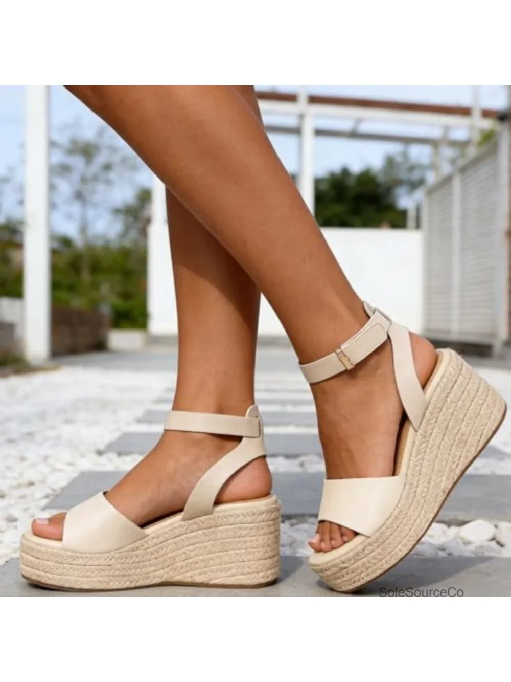 Espadrille Platform Wedge Sandals Women Slip-On Ankle Strap